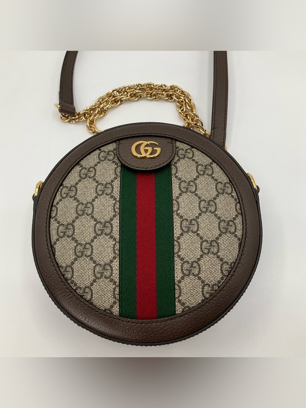 Gucci Ophidia Mini GG Round Shoulder Bag Supreme Monogram Canvas Web Stripe - Picture 4 of 15
